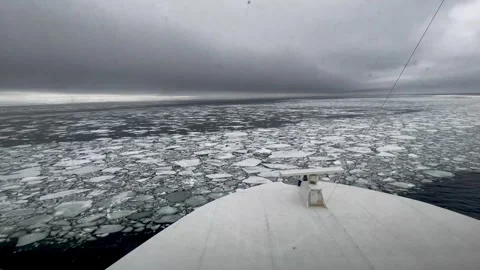 Ship sailing into icy waters Stock Footage 280247737