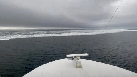 Ship sailing in icy waters Stock Footage 280493954