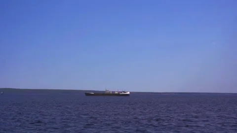 A ship sailing on Lake Onega Stock Footage 157622460