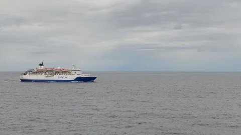 A ship is sailing in the open sea. Stock Footage 311489835