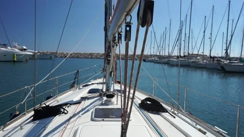 Ship sailing from port Stock Footage 166580580