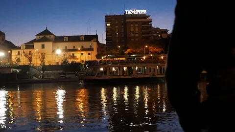 The ship is sailing on the River in the evening Stock Footage 88858161