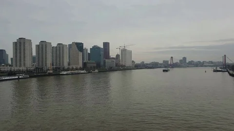 The ship is sailing in the river speed motion Stock Footage 123842493