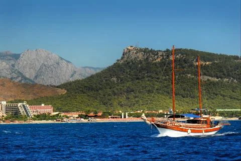 Ship sailing on the sea Foto stock