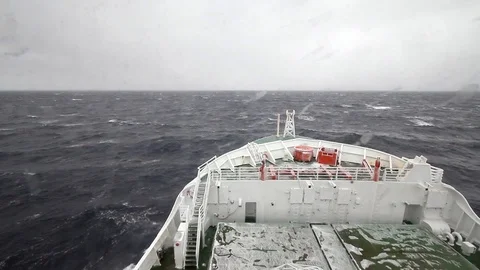 Ship sailing in stormy seas Stock Footage 100250518