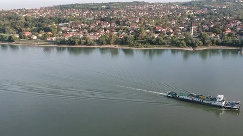 Ship sailing through a river Video stock 145022179