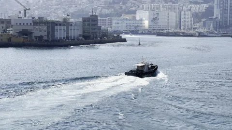 A ship sailing through the seas of Yeongdo, Busan, South Korea Stock Footage 171550064