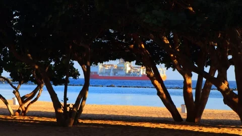 Ship Sailing Through Trees - Animated Sea Voyage Stock Footage 307910626