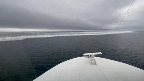 Ship sailing towards icy waters Stock Footage 280247399