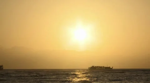 Ship sailing under the sun Stock Footage 8761056