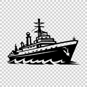 Ship Sailing On Waves Black mast anchor white Stock Illustration