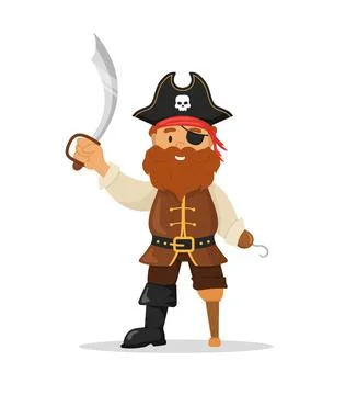 Ship sailor or old pirate with saber. Carnival costume props. Party adventure Stock Illustration