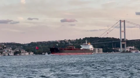 Ship sails Bosphorus Stock Footage 250167925