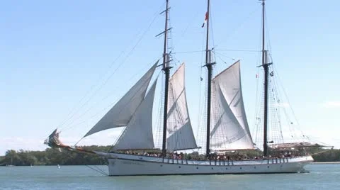 Ship sails into harbour Stock Footage 11145519