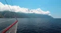 Ship sails to Mount Athos, autonomous monastic state of the holy mountain,Greece HD Footage