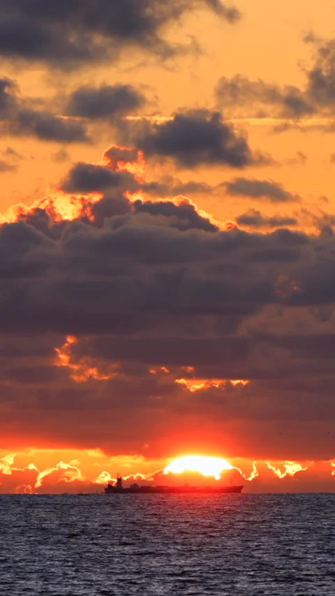 The ship sails in the ocean Stock Footage 293157088