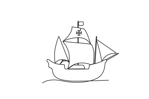 A ship sails on the ocean Stock Illustration