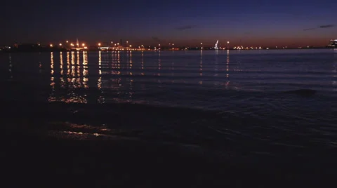 Ship sails over the summer night Stock Footage 37677161