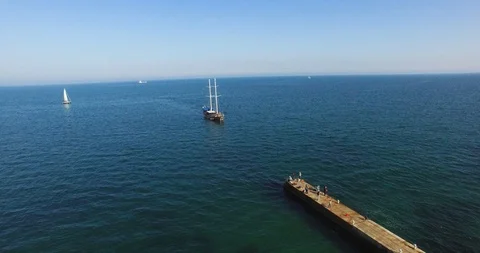 The ship sails to the port Stock-Footage 90802539