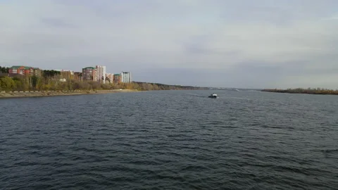 The ship sails on the river 3 Stock Footage 142602065