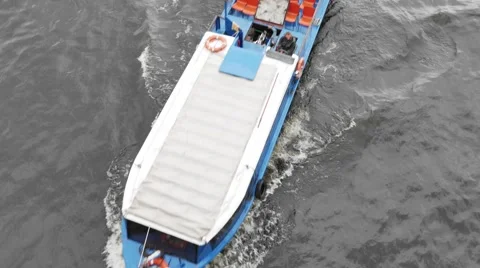 Ship Sails on the River Stock Footage 65222125