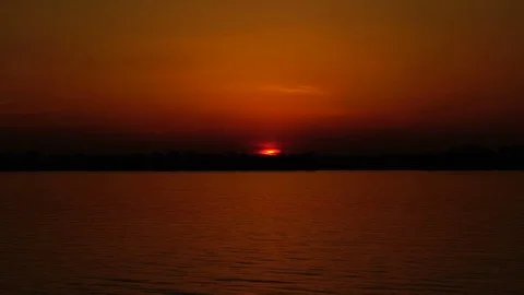 Ship sails on the river at sunset background Stock Footage 75208643