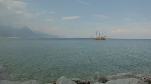 Ship sails on the sea Stock Footage 69094891