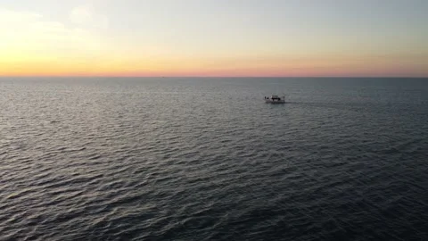 The ship sails on the sea at sunset, Black Sea, Batumi Stock Footage 223666928