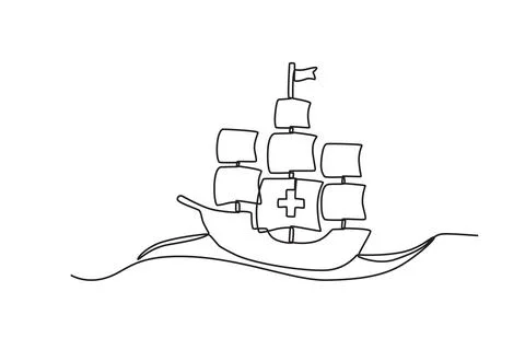 A ship sails through the ocean Stock Illustration