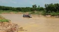 Ship sails to the Tonle Sap lake in Siem Reap province, Cambodia HD Footage