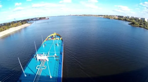 The ship sails under the bridge Stock Footage 68617738