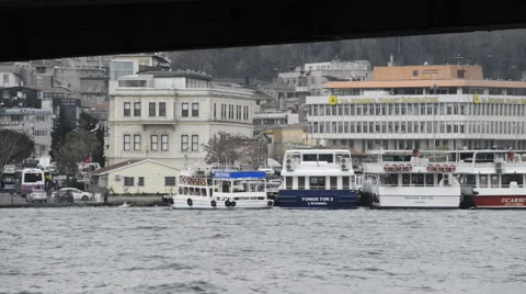 The ship sails under the bridge near the seaport 動画素材 63060924
