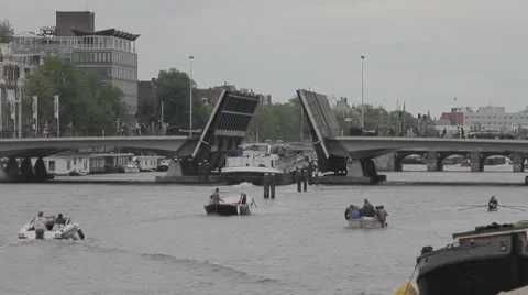 The ship sails under the drawbridge Stock Footage 36738337