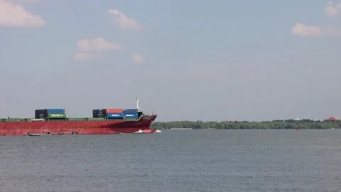 The Ship SAWASDEE ATLANTIC loaded of containers Stock Footage 269302679