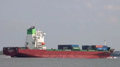 The Ship SAWASDEE ATLANTIC loaded of containers Stock Footage 276149499