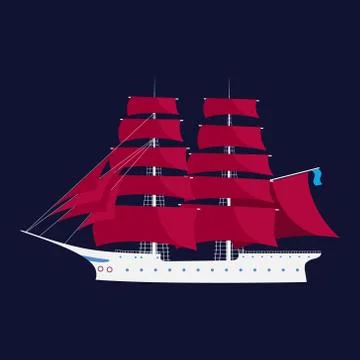 Ship with scarlet sail Stock Illustration
