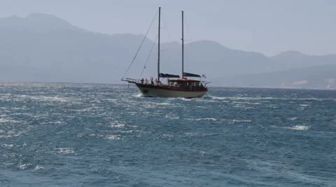 Ship at the sea Stock Footage 49927984