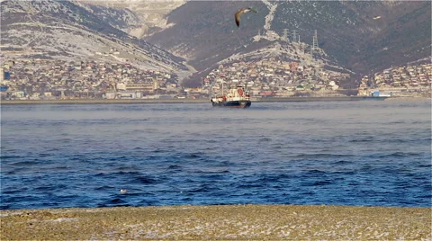 Ship in sea Stock Footage 58848552