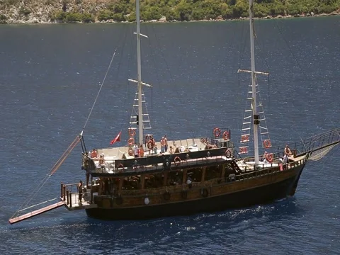 The ship is on the sea Stock Footage
