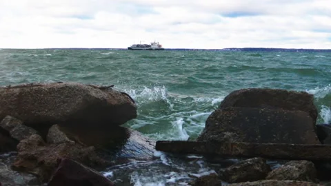 A ship at sea 스톡 동영상 164924599