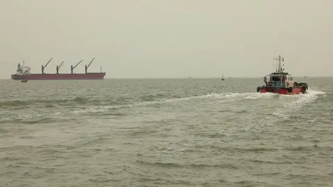 Ship in the sea at Harbor Stock Footage 301211347