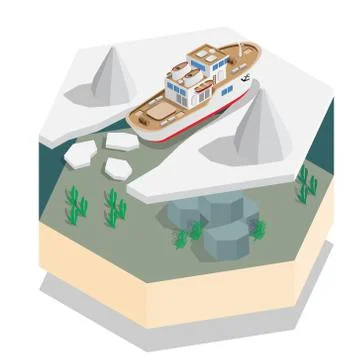 Ship in the sea ice. Stock Illustration