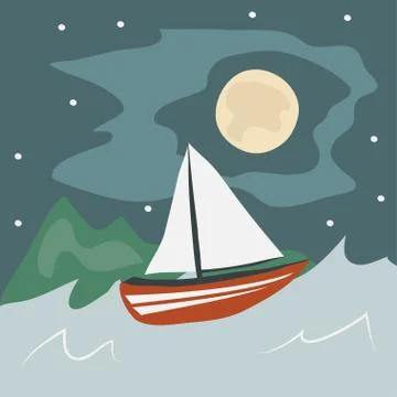 Ship in the sea Stock Illustration