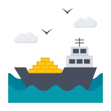Ship at Sea Stock Illustration