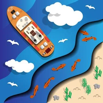 A ship at sea. Stock Illustration