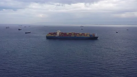 A ship at sea loaded with containers Stock Footage 170182956