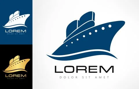 Ship on the sea logo vector. Ship and wave logo. Stock Illustration