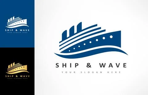 Ship on the sea logo vector. Ship and wave logo. Stock Illustration