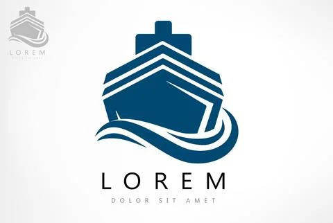 Ship on the sea logo vector. Ship and wave logo. Stock Illustration