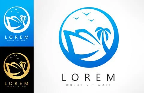 Ship on the sea logo vector. Ship and wave logo. Stock Illustration